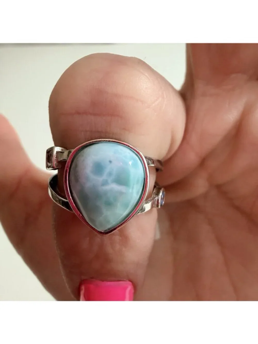 Larimar Gemstone On Sterling Silver Ring Size 6